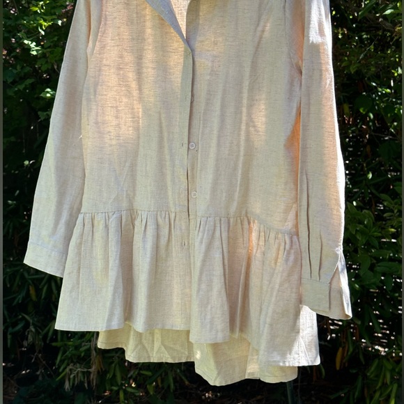 Minibee 100% linen NWT peplum button down - Picture 3 of 6